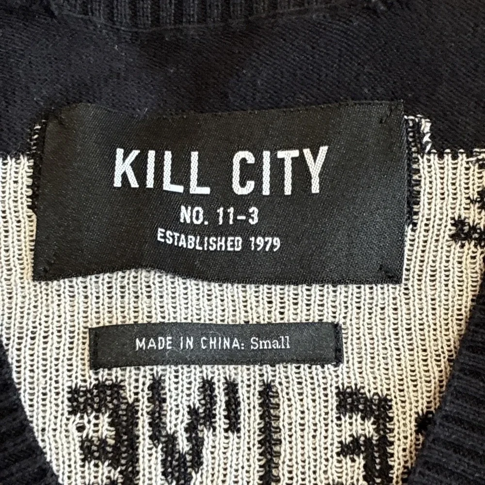 Kill City Women's Cardigan Small Black V-neck Button-up Dark Academia Graphic Lg - Picture 11 of 14